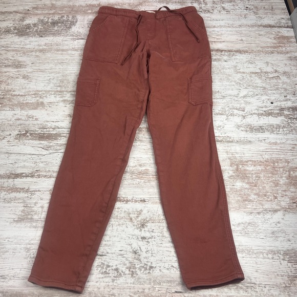 Maurices Pants - Maurices Womens M Rust Red Brown Straight Leg Cargo Utility Pants Drawstring